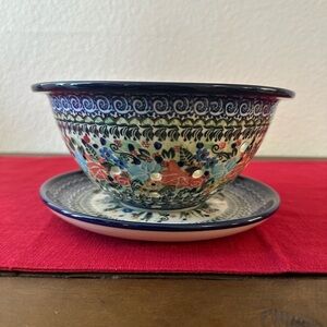 Polish Pottery Boleslawiec Poland Unikat Colander Berry Bowl